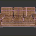Modern Brown Three Seater Sofa With Upholstered Backrest And Comfortable Armrests