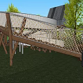 Modern Park Trestle Treehouse Wooden Platform 3d model
