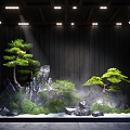 Modern Interior Landscape Landscaping Black Mountain Stone Shape Pine Lohan Pine 3d model