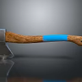 Durable Metal Head Axe With Wooden Handle And Blue Grip Design
