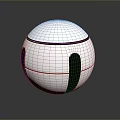 White Spherical Object With Black Curved Sections And Smooth Modern Design 3d model