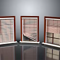 Wooden Frame Window Blinds In Different Open Close Positions For Modern Home Decor