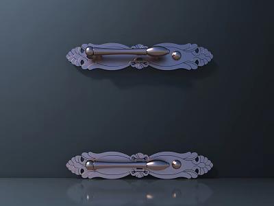 Ornate Decorative Door Handles With Intricate Design And Metallic Shine Finish 3d model