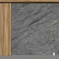 Modern Natural Background Wall With Stone Texture Wooden Frame And Green Plant