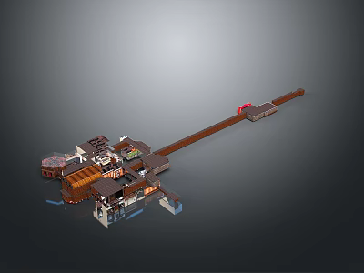 Guitar Shaped Creative Building Structure With Various Sections And Modern Design 3d model