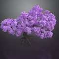 Purple Flower Tree Shaped Dessert with Root Design on Dark Backdrop