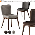 Modern Upholstered Dining Chairs With Wooden Legs In Gray Dark Gray And Brown