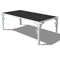 Elegant Dining Table With Black Top And White Carved Decorative Legs