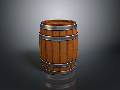 Rustic Wooden Barrel As Household Item With Metal Hoops And Storage Function 3d model