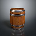Rustic Wooden Barrel As Household Item With Metal Hoops And Storage Function 3d model