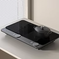 Modern Black Induction Cooktop Kitchen Appliance With Pot On Countertop