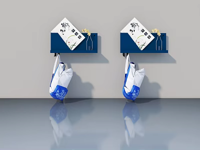 Modern Hinged Doors with Blue White Panels and Decorative Patterns in Interior Design 3d model
