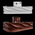 Modern Commercial Bar Counter Equipment With Curved Design Wine Bottles And Glassware
