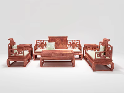 Chinese Sofa Coffee Table Combination Redwood Ming Style Book Sofa 3d model