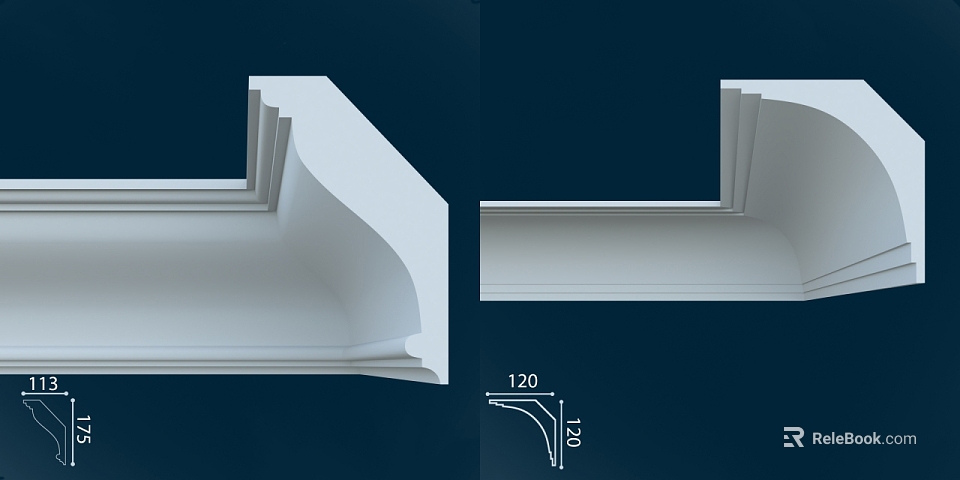 White Decorative Corner Molding With Architectural Design And Detailed Structural View 3d model 
