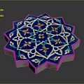Ornamental Blue Octagonal Ceramic Tile With Intricate Floral And Geometric Patterns 3d model