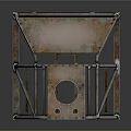 Rusty Metal Frame Component with Holes Welded Joints and Support Structure Design