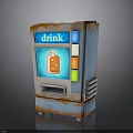 Rusty Drink Vending Machine With Illuminated Display And Colorful Buttons