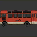 Red Vintage Bus With Black Roof And White Bottom Exterior Design