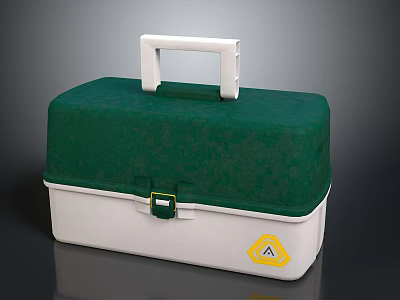 Durable Green And White Hardware Toolbox With Secure Lock For Organizing Tools 3d model