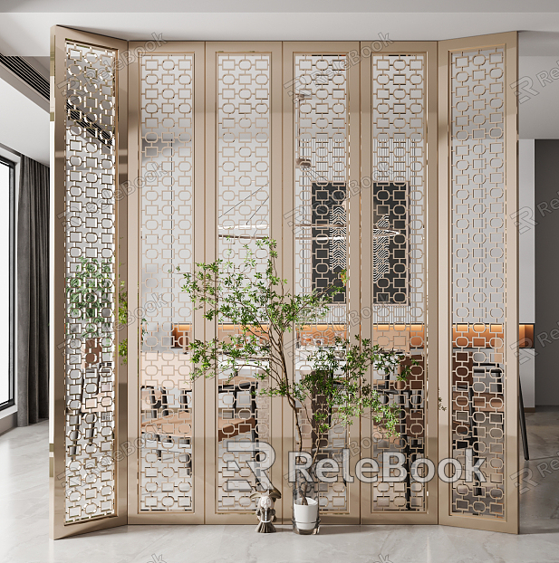 New Chinese Screen Metal Partition Screen model