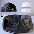 Geometric Black Bean Bag Chair With Modern Decorative Ornaments In Living Space