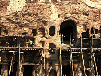 Ancient workers built Yungang Grottoes by digging grottoes 3d model