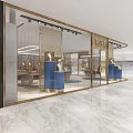 Elegant Jewelry Store with Glass Display Windows Luxury Cases and Marble Floor