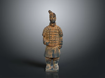 Ancient Chinese Terracotta Warrior Sculpture With Traditional Armor And Historical Military Figure Design 3d model