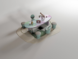 Modern Children's Table and Chair Children's Table and Chair Kindergarten Game Table and Chair 3d model