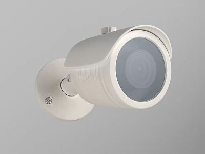 White Modern Wall Mounted Surveillance Camera With Circular Lens Design 3d model