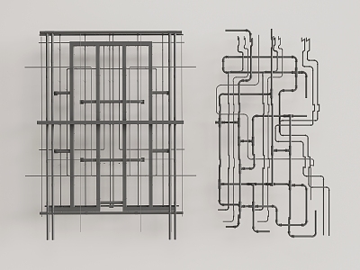 modern ceiling pipe water pipe 3d model