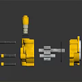 Yellow Industrial Mechanical Equipment With Black Handles Circular Parts And Metal Structure