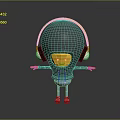 Cartoon Character With Gray Helmet Yellow Headphones Hoodie Blue Pants White Shoes Smiling