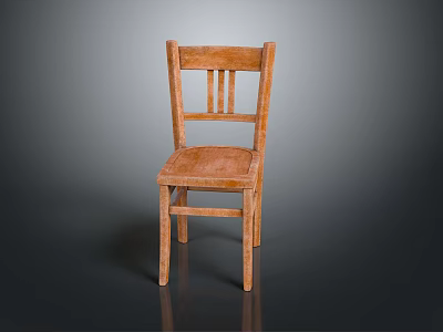 Classic Wooden Dining Chair With Vertical Slat Backrest And Sturdy Straight Legs Design 3d model