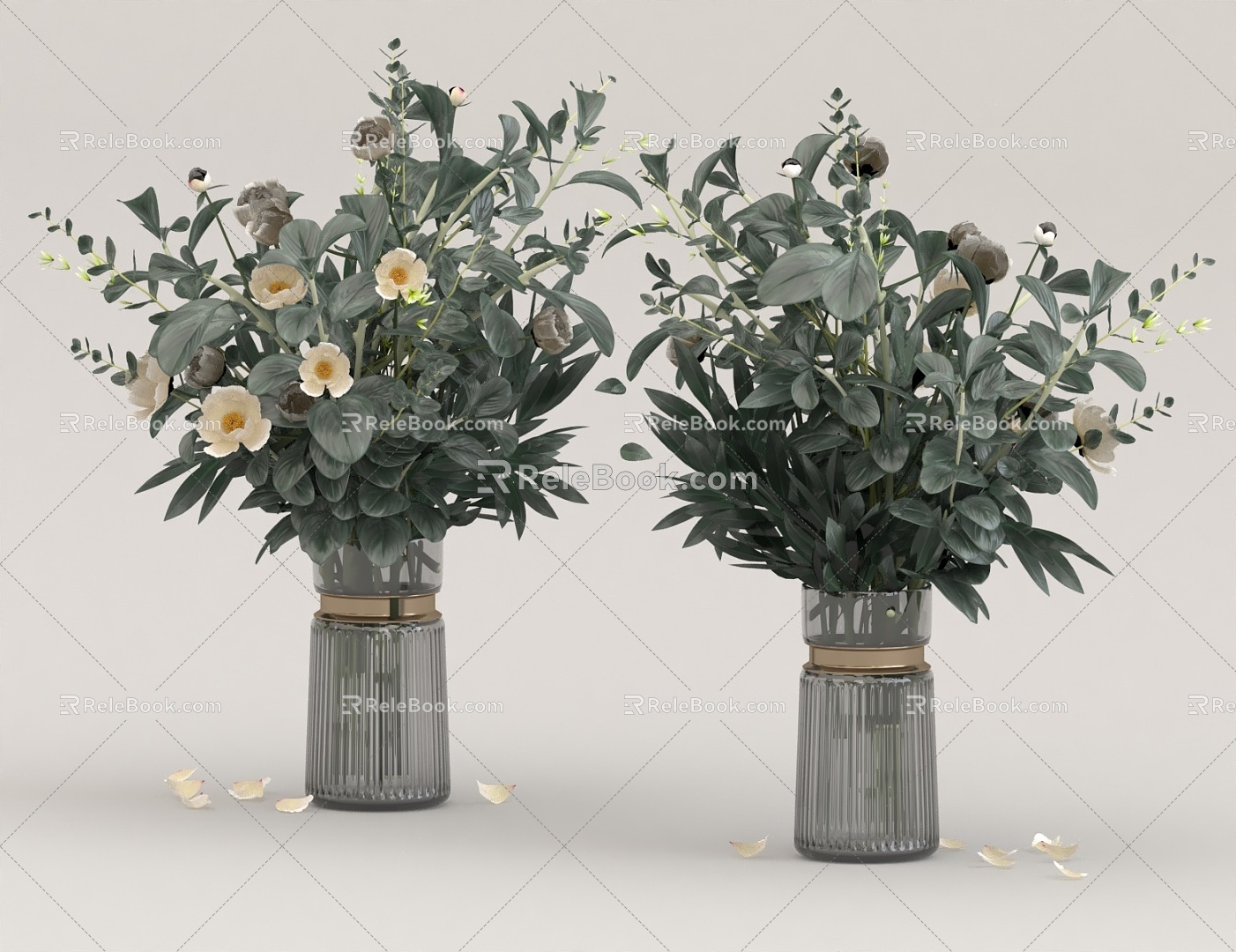 green plant potted flower 3d model