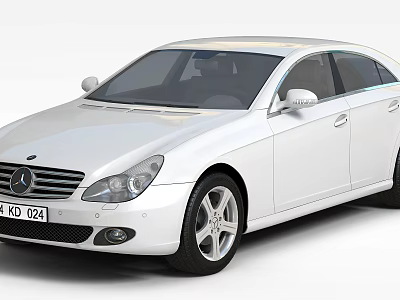 White Mercedes Sedan With Modern Design Sleek Body And Silver Wheels 3d model
