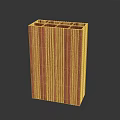 Red Textured Architectural Structure With Vertical Ribs And Top Square Openings