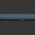 Long Blue Cylindrical Device With Detailed Surface And Smooth Black Base