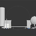 Industrial Equipment Setup With Storage Tanks Containers Pipes And Processing System