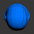 Shiny Blue Helmet with Black Front Visor and Red Side Logo Detail