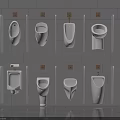 Modern Wall Mounted Urinals In Various Designs On Tile Bathroom Wall