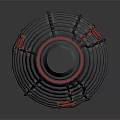 Conical Industrial Mechanical Structure With Black Shell And Red Pipeline Details