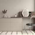 Modern Dressing Table Makeup Stool Combination 3d model