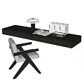Modern Desk and Chair Desk Single Chair Table Lamp 3d model