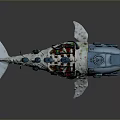 Futuristic Whale Shaped Water Vehicle With Mechanical Components And Metallic Texture