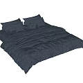Soft Gray Double Bed With Wrinkled Bedding And Multiple Plush Pillows 3d model