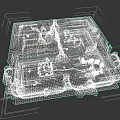 3D Desert Scene Model With Sand Terrain Pathways And Structural Pillars