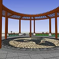 Outdoor Landscape Seats Under Wisteria Pergola With Greenery And Leisure Space