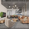 Elegant Modern Public Office Area With Cozy Lounge Seating And Spacious Functional Open Working Zones
